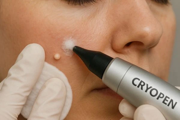 Woman receiving milia removal treatment Cheltenham